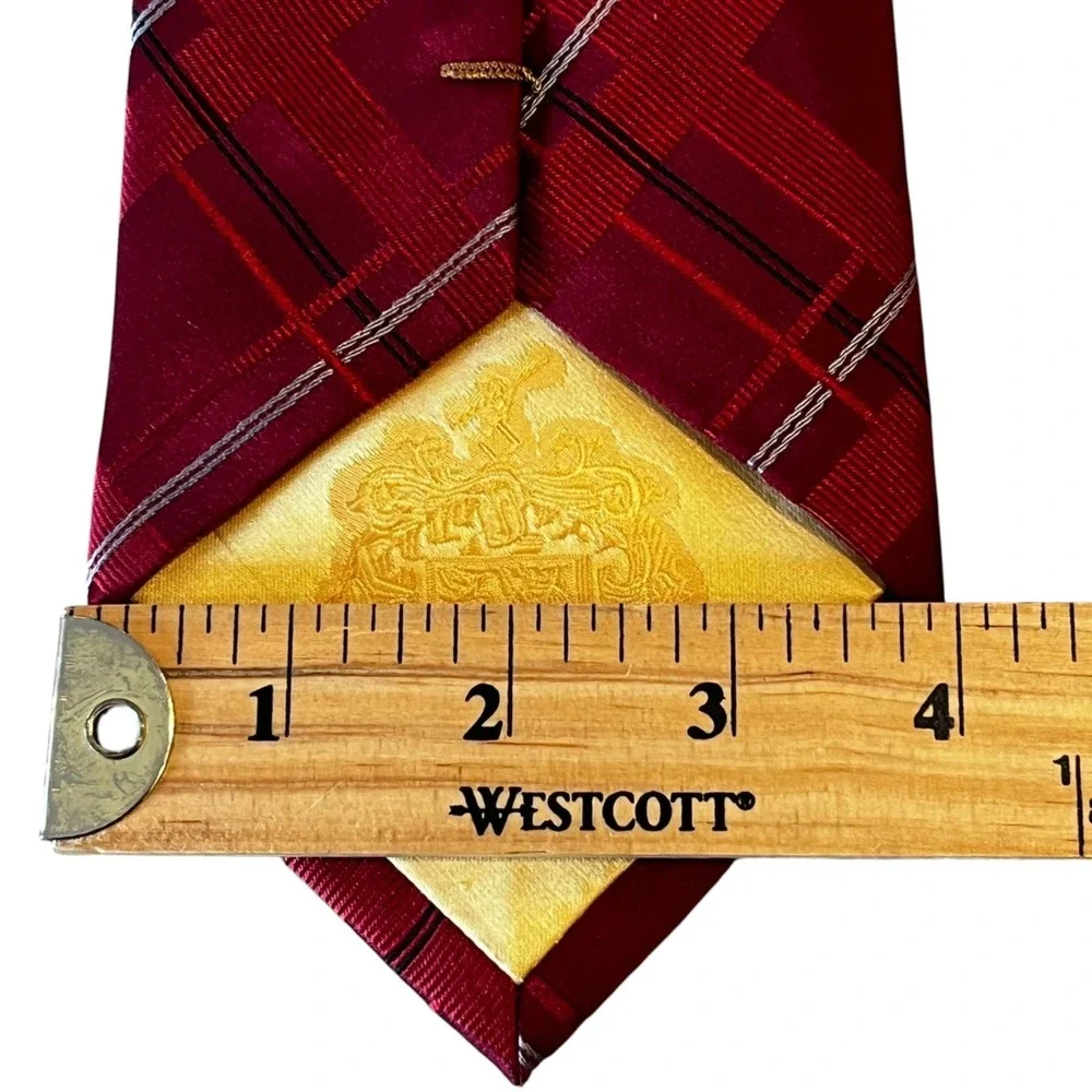 Donald J Trump Signature Collection Mens Neck Tie Red 100% Silk Luxury Gold Bar
